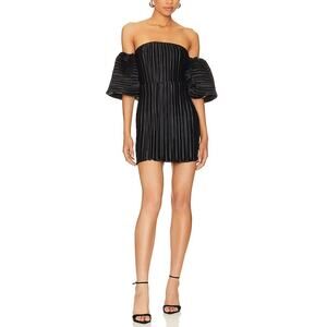 L'Idee 'Sirene' Black Plisse Off Shoulder Mini Dress Size S - NWT